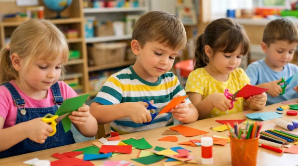 Wiosenne wycinanki. Działania z nożyczkami